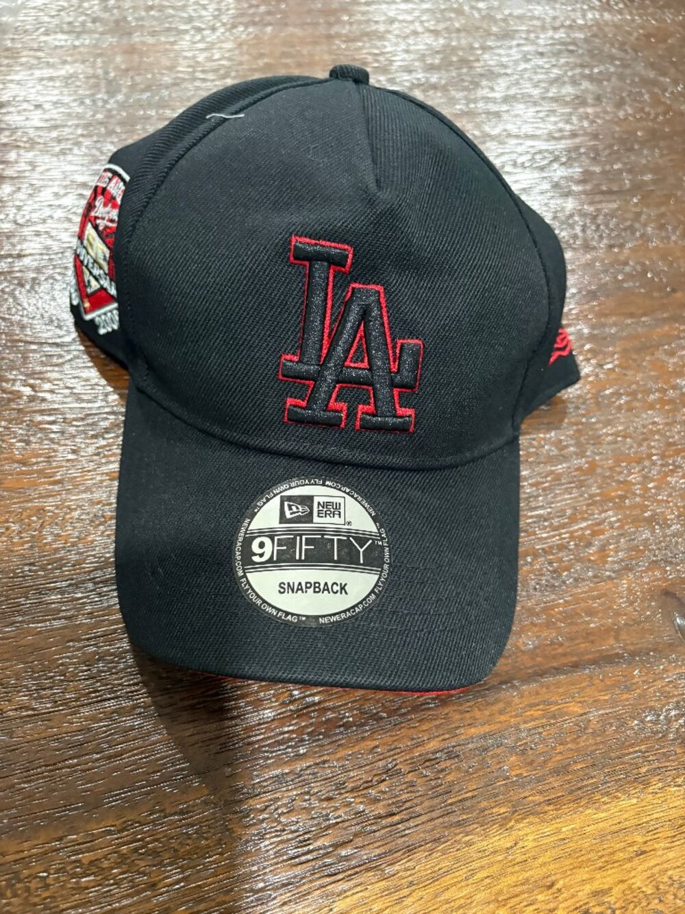 New Era 9FIFTY Los Angeles Dodgers 50th Anniversary Snap Back Black Red Hat NEW